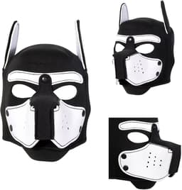 Honden Masker Set - Zwart & Wit - Masker, Halsband en Riem - Puppy Play - BDSM Roleplay & Cosplay - Unisex - Sex Speeltjes Toys - Erotiek - Bondage Masker - OneSize — thumbnail 3