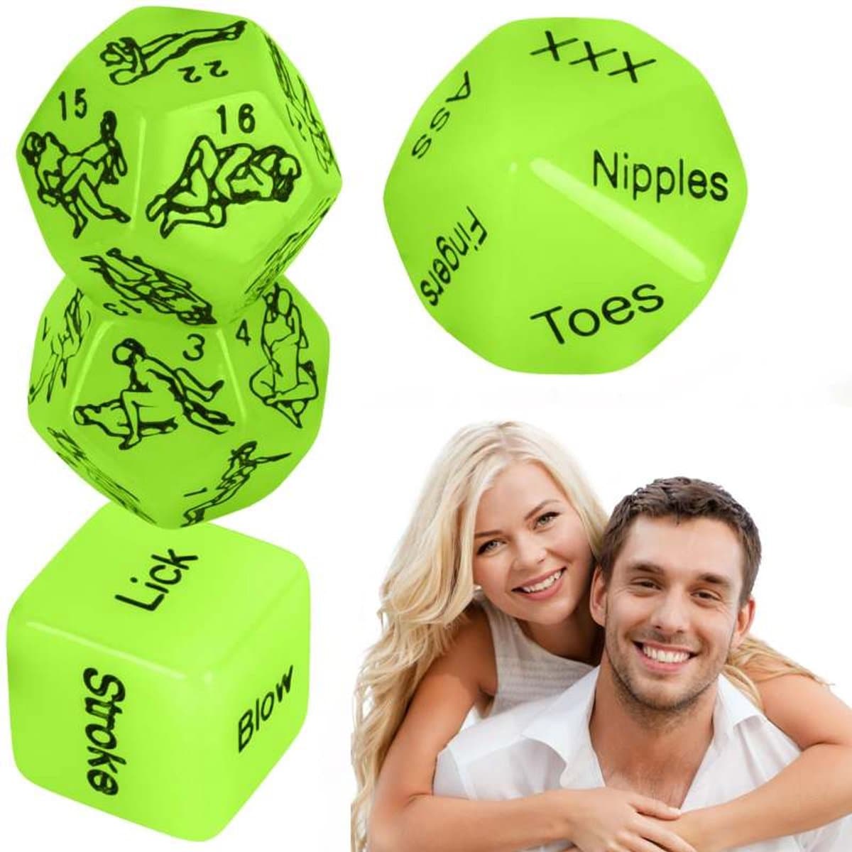 Intiem Cadeau - Glow in the Dark Erotische Dobbelstenen - koppelspel - koppelstenen - koppel spellen — afbeelding 1
