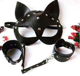 Luxe Cosplay Masker - Zwart - PU Leer - Kat - Sexy - Masquerade — thumbnail 6