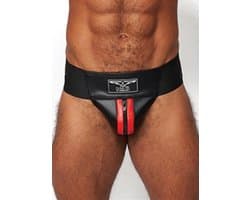 Mister b leather premium jockstrap black/Red xs