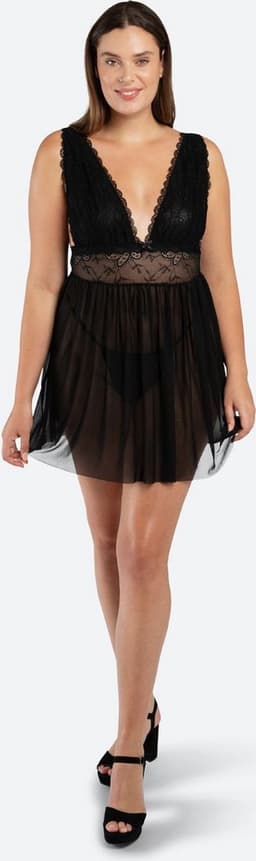 Christine le Duc - Babydoll & String - Lingerie Erotisch - Lieve - Zwart - S/M — thumbnail 5