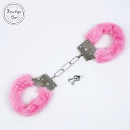 Metalen handboeien - Pluche - Roze - Handboeien - Erotiek - imitatiebont - Incl. 2 sleuteltjes — thumbnail 2