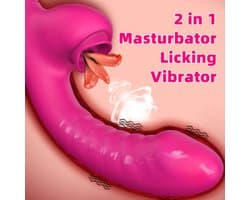 Roze Dubbele Penetratie Vibrator - Luchtdruk Vibrator - Clitoris & G Spot stimulator - Krachtig - Vibrators - Vibrators voor vrouwen - Sex toys - Vibrator-Discreet Bezorgde -Licking Sucking - sex speeltjes vrouw
