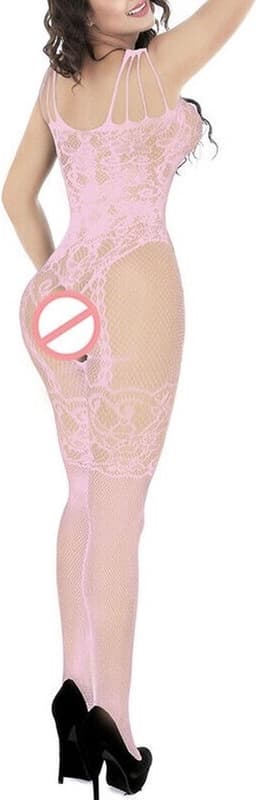 Luxe Erotische Bodysuit I Lingerie Set I Sexy Erotisch Ondergoed I Design Patroon I Open Kruis & Open Billen I One Size EU S/M I Lichtroze — thumbnail 3