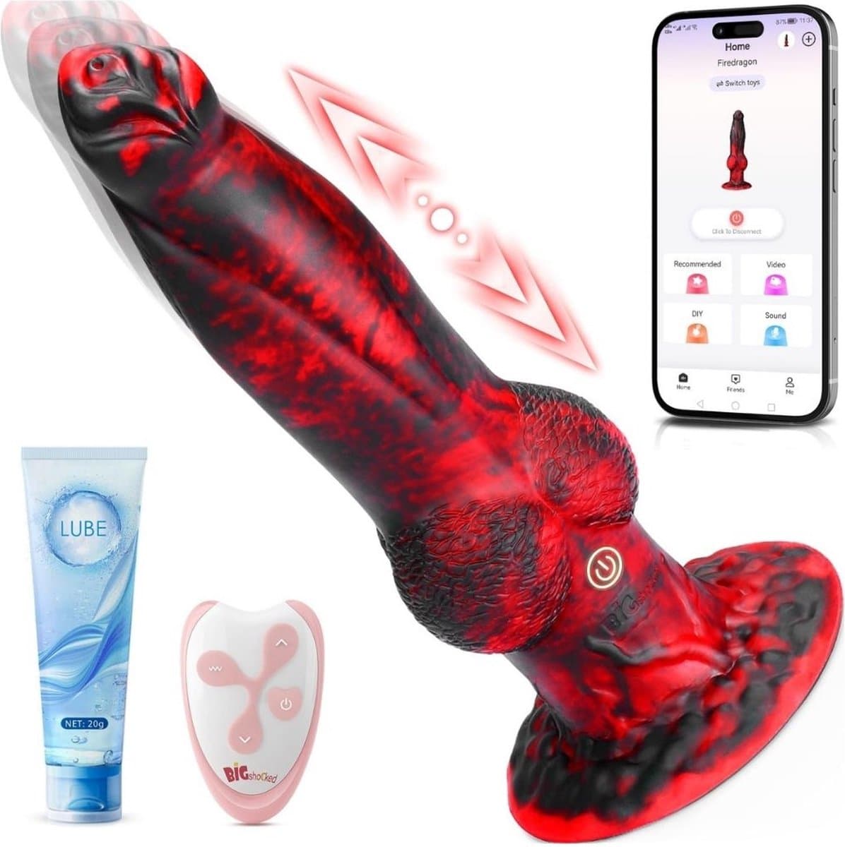 Fantasy dildo - Dragon Dildo - Animal Dildo - Dildo XXXXL Extreme - Grote Dildo's XXL - Dildo Anaal Groot - Big Dildo - met App – Sterke Zuiglap - Waterdicht — afbeelding 1