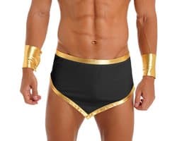 Erotische rollenspel ondergoed heren - Open kruis - Lingerie set met armbandjes - Sexy onderbroek - Stretch - Penis hangt vrij