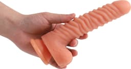 Banoch | Dildo siliconen ribbel | Beige — thumbnail 2