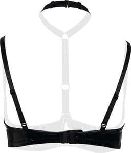 Christine le Duc - 1/4 cup BH - Dark Desire - Lingerie Erotisch - Wetlook Beha - Lak Kleding - Zwart — thumbnail 2