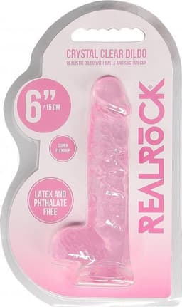 6" / 15 cm Realistic Dildo With Balls - Pink — thumbnail 5