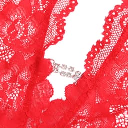 Sexy Lingerie - Erotische Rode Glamour Body Kant met Decolleté - Stras steentjes - Open Kruis - Sexy Teddy - Erotiek - Valentijnsdag - Kleur Rood - Maat XS-S — thumbnail 5