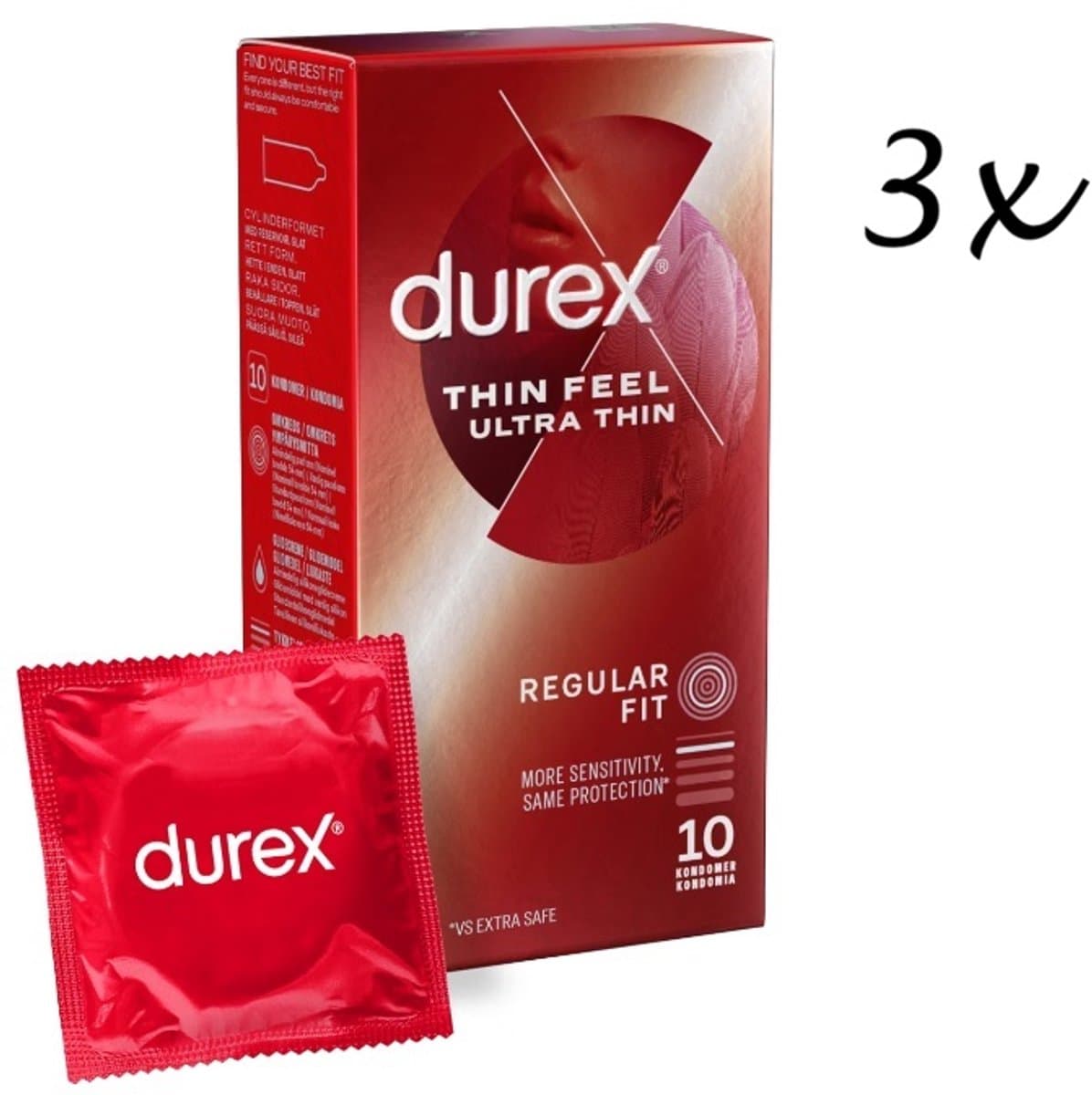 Durex Condooms – Thin Feel Ultra (Extra Dun) - 30 Stuks (3 x 10) – Discreet en Stevig Verpakt - Met Kwantumkorting — afbeelding 1