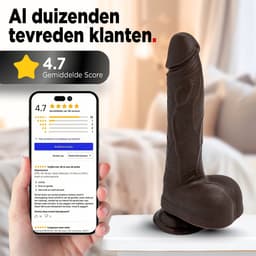 Rosebay Vibrerende Dildo met Afstandsbediening 20 cm - Stotende Dildo - Dildo met Zuignap - Dildo Vibrator voor Vrouwen - Donker Bruin — thumbnail 12