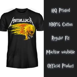 Heavy Metal Band T-shirt 'Flaming Skull' Uniseks voor Volwassenen en Jongens - Officiële Band Merch — thumbnail 2