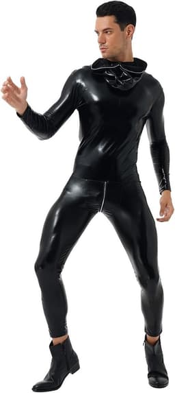 Glanzende Wetlook Heren Jumpsuit met Lange Mouwen en Ritssluiting — thumbnail 1