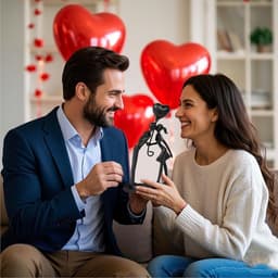Gietijzeren Standbeeld Kussend Paar voor Romantische Cadeaus en Jubilea — thumbnail 4