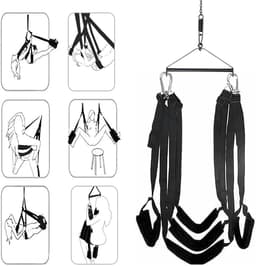 Aura® Sex Schommel - Sex Swing Extra Stevig – Seksschommel Met Accessoires – Seksspeeltjes voor Koppel – Seks Schommel BDSM – Erotiek Toys - Sex Sling – Love Swing – Discreet Verpakt – Zwart- 44cm x 24cm x 12cm — thumbnail 7