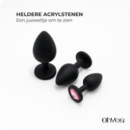 OHYES 3-Delige Siliconen Buttplug Set – Anal Butt Plug – Seks Toys voor Mannen & Vrouwen – Anale Seksspeeltjes - Buttplugs Anaal Speeltje met Diamanten - Roze — thumbnail 5