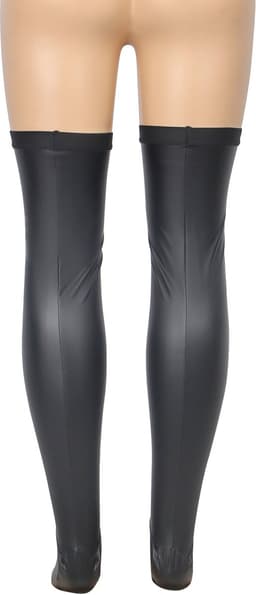 Zeloria Wetlook Kousen PU Leer – Zwart – Overknee Kousen met Stretch – Dames Stockings L-XXL — thumbnail 14