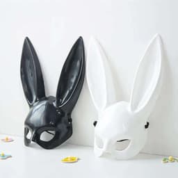 Konijnenmasker Zwart - Halloween Masker met Lange Oren - Kostuum Accessoire Cosplay - Sexy - Playboy — thumbnail 3