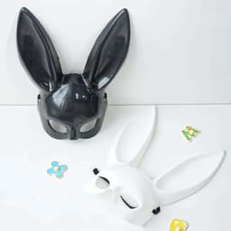 Konijnenmasker Zwart - Halloween Masker met Lange Oren - Kostuum Accessoire Cosplay - Sexy - Playboy — thumbnail 2