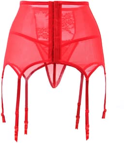 Zeloria Sexy Rode Jarretel Gordel met Kant – Inclusief Slipje – Lingerie Set – XS-S — thumbnail 5