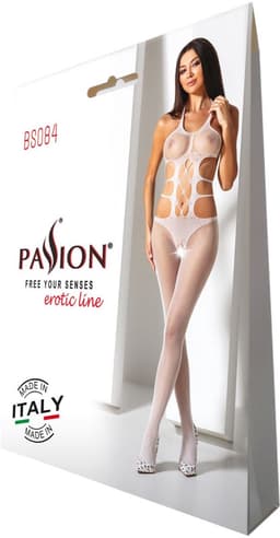 Passion - Woman Bs084 White Bodystocking One Size — thumbnail 3