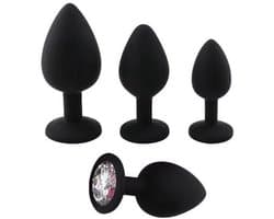 SINYX Luxe Buttplug Set met Diamantjes - Siliconen - Buttplugs - Buttplug Set - Anal Plug - Sex Toys voor Vrouwen en Mannen - Seksspeeltjes - Butt Plug - Butplug - Zwart