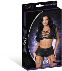 Male Power Sexy Thalia - Haltertop en Shorts met Ringen en Studs erotisch herenondergoed - Zwart - Maat S/M — thumbnail 4