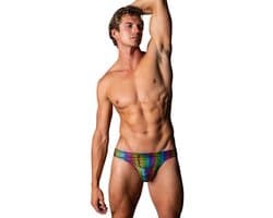 Male Power Sexy Tanga met Voorzak en Kobalt penisring - S/M - Regenboog - Multicolor