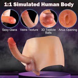 Strap-On Dildo Slip van Siliconen – Draagbare Strapless Dildo 7 Inch – Realistisch & Flexibel – Comfortabel Ondergoed – Voor Koppels & Pegging – Huidskleur — thumbnail 4