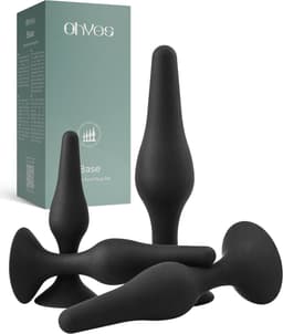 Buttplug Set - 4 delige Siliconen Buttplugs Set voor Mannen en Vrouwen - Anal Plug Zwart Siliconen — thumbnail 1