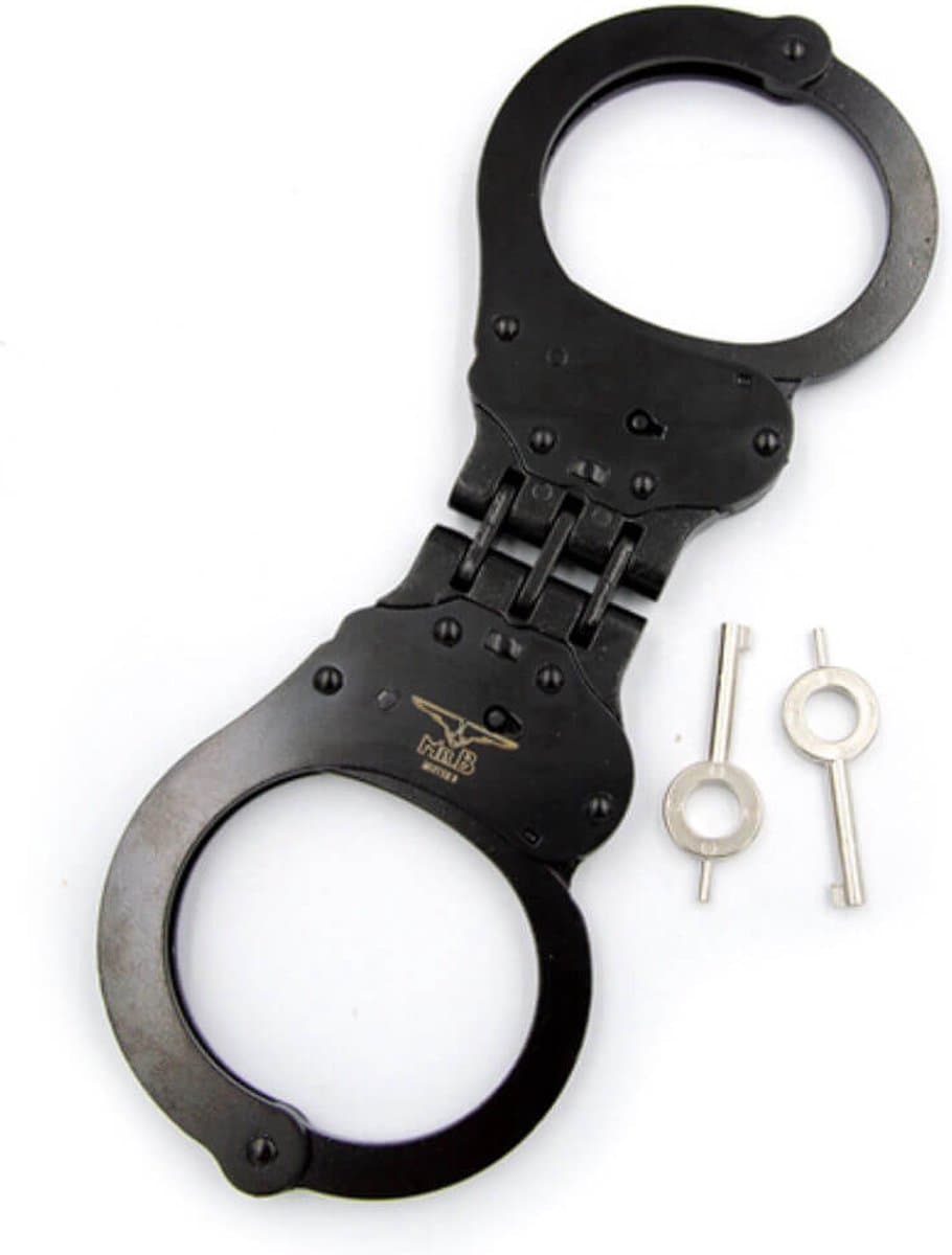 Mister B Cuffs - Scharnierende Politiehandboeien - Zwart — afbeelding 1