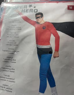 Kinky Superhero Kostuum – Strak Blauw/Rood Superheldenpak met Zwarte Cape & Masker – Maat M — thumbnail 3