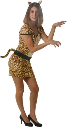 Verleidelijke Panter Verkleedset – Sexy Jurk met Oortjes & Staart – Maat S — thumbnail 1