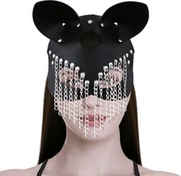 Halfgelaatsmasker van PU-leer - Kattenmasker oogmasker voor dames - Sexy kat masker voor Halloween cosplay carnaval maskerade bal make-up. — thumbnail 2