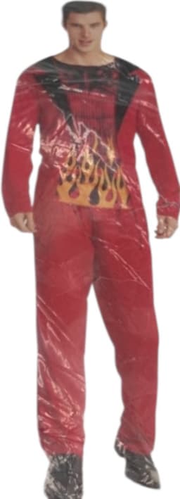 Kinky Heren Verkleedkostuum Duivel – Rood Topje met Vlammenprint & Broek – Maat M — thumbnail 1
