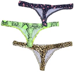 LekkerStout Heren Strings 3-Pack - Luipaard, Camouflage & Neon Snake Print - Sexy Herenondergoed | XL | ( LS103 ) — thumbnail 4