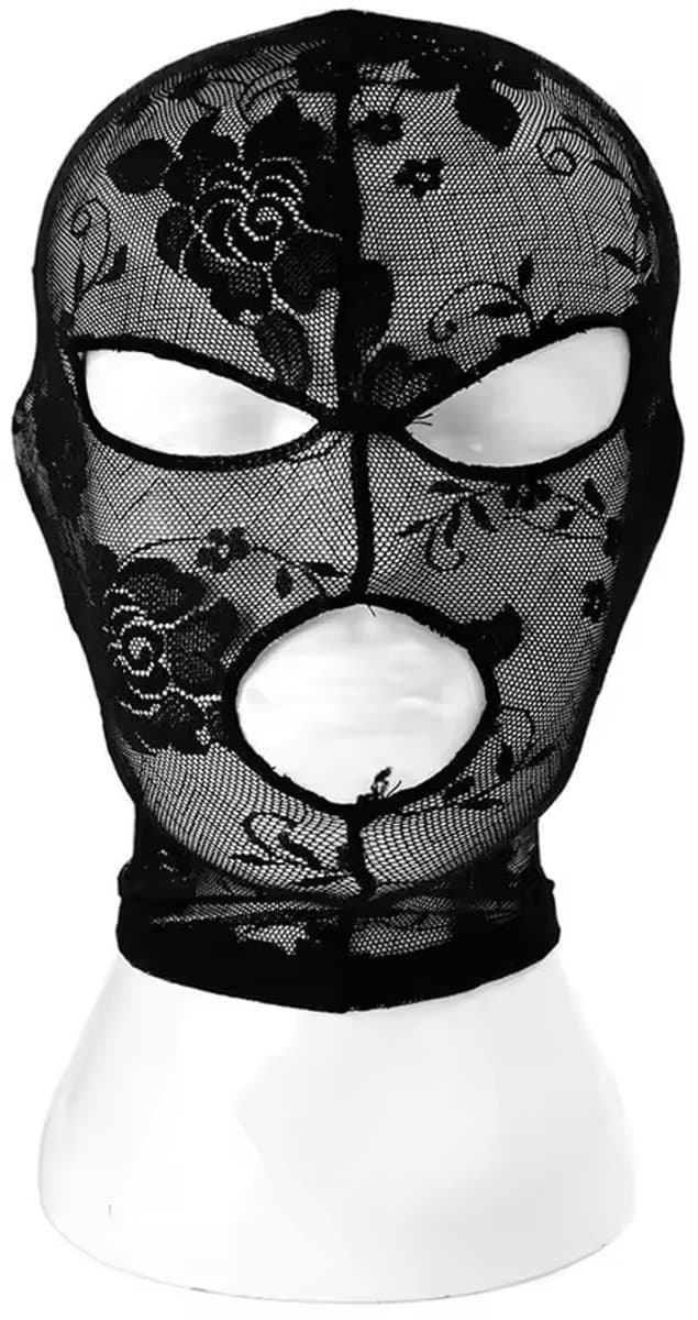 Dames BDSM Masker - Bivakmuts - Doorschijnend - Bloemen - Zwart - Erotisch — afbeelding 1