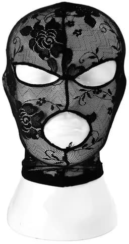 Dames BDSM Masker - Bivakmuts - Doorschijnend - Bloemen - Zwart - Erotisch — thumbnail 1
