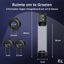 Toys Hub® Automatische Penispomp MAX met 6 Penisringen & Ebook - Elektrisch - USB Oplaadbaar - LED Scherm - Sex Toys voor Mannen - Penis Vergroter – 20 CM — thumbnail 3