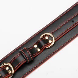 DOWO® - Handboeien - Body Bondage - Sexy Lingerie - Erotiek Riem – SM - BDSM - PU Leer- Harnas Vrouwen - Sextoys voor vrouwen – Rood & Zwart — thumbnail 4