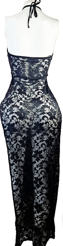 Jurk zwart - Sexy strand - Maat S/M - lingerie jurkje van kant met opening — thumbnail 2