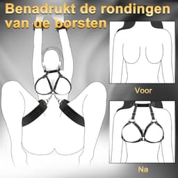 DOWO® - Body Bondage - Handboeien - Borstboeien - Kleding Accessoires - Sexy Lingerie - Erotiek Riem - Bondagesets - SM BDSM - PU Leer- Harnas Vrouwen - Sextoys voor vrouwen - One Size — thumbnail 4