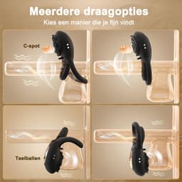 DOWO® - Vibrerende Cockring - met Afstandsbediening - met Roos Clitoris Stimulator - Cockring - Penisring - Cockring Vibrerend - 8 Vibratiestanden - 2 in 1 - Cock Ring Siliconen - Sex toys - Seksspeeltje voor Mannen & Vrouwen - Zwart — thumbnail 4