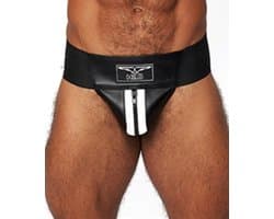Mister b leather premium jockstrap black/white med