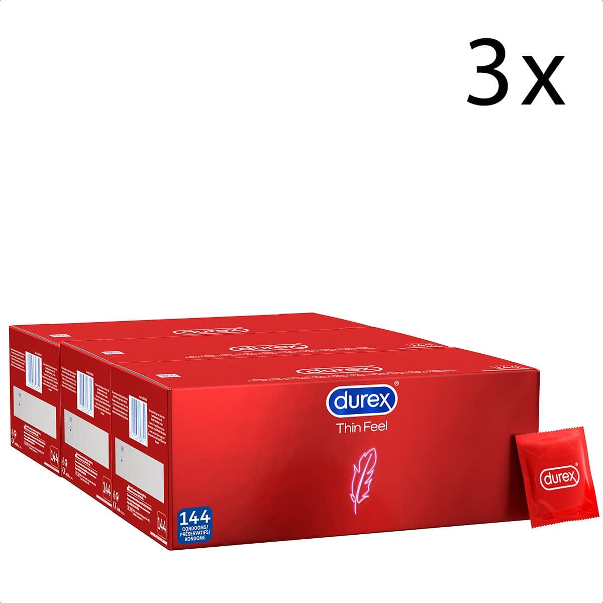 Durex Condooms Thin Feel 144st - 3 Stuks - Voordeelverpakking — afbeelding 1