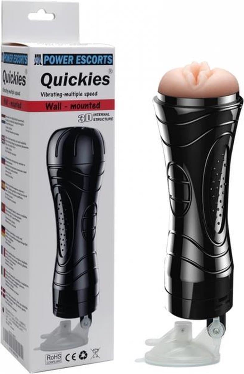 POWER ESCORTS  QUICKIES WALL MOUNTING VIBRATING PUSSY MASTURBATOR 24 CM 7 SPEED BRM01 — afbeelding 1