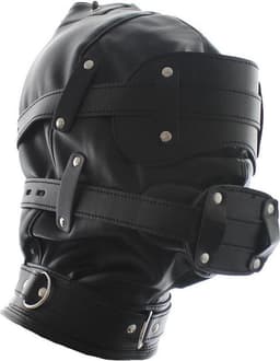 Banoch - Inferno Bondage Mask black - Zwart pu leren bondage masker met Gag & oogbedekking | BDSM — thumbnail 8