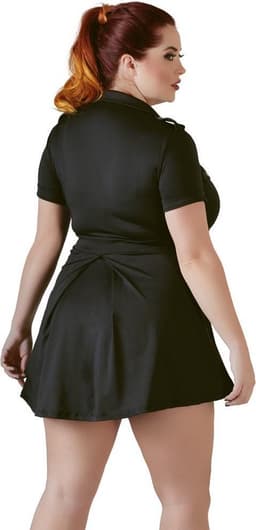 Cottelli Plus Size – Politie Mini Jurk met Lage Halslijn voor het Perfecte Rollenspel – Maat L – Zwart — thumbnail 4