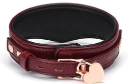 Liebe Seele - Wine Red Curved Collar Met leiband En hartvormig slot - Luxe ontwerp collar — thumbnail 2